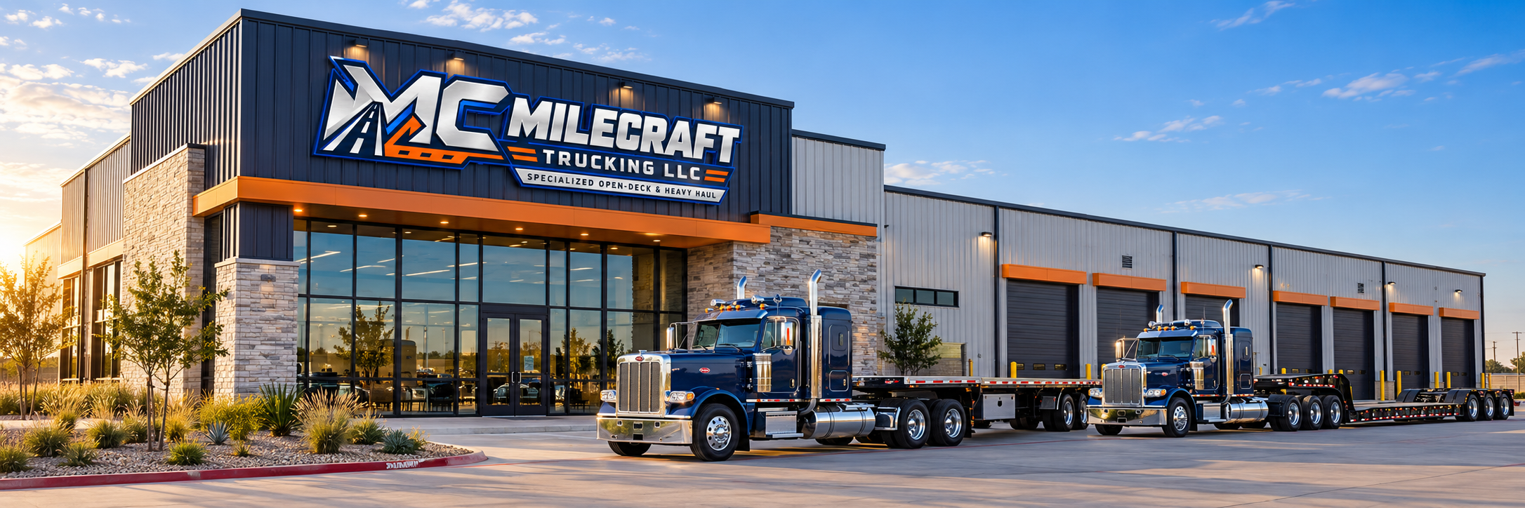 Concept visualization of a MileCraft Trucking operations facility